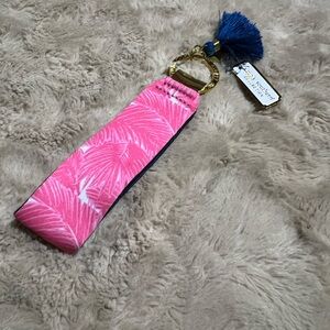 Pink Palm Leaf Key Fob